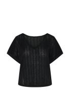 Pieces Pcafie Ss Reversible Lace Top Sww Svart