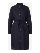 Isa Linen Shirt Dress Knälång Klänning Blue Lexington Clothing