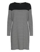 Striped Cotton Boatneck Dress Kort Klänning Black Lauren Women