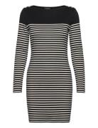 Striped Cotton Boatneck Dress Kort Klänning Black Lauren Ralph Lauren