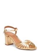 88-Vipsy Cuir Metallise Sandal Med Klack Gold Jonak Paris