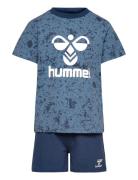 Hmlnole Night Suit S/S Pyjamas Set Blue Hummel