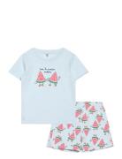 Lindex Pyjama Tee Shorts Set Aop Unis Multi/patterned