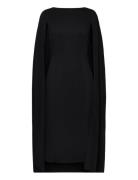 Norah Cape Detail Midi Dress Knälång Klänning Black Malina