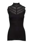 Rwbenita Sl Turtleneck Lace Top Tops T-shirts & Tops Sleeveless Black ...