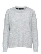 Selected Femme Slflulu Ls Knit O-Neck Noos Grå