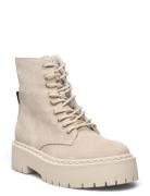 Skylar Bootie Shoes Boots Ankle Boots Laced Boots Cream Steve Madden