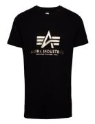 Basic T-Shirt Foil Print Designers T-shirts Short-sleeved Black Alpha ...