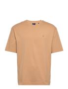 D1. Icon G Essential Ss T-Shirt Tops T-shirts Short-sleeved Beige GANT