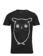 Knowledge Cotton Apparel Big Owl Tee - Gots/Vegan Svart