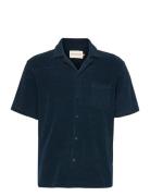 Terry Cuban Shirt Tops Shirts Short-sleeved Blue Revolution