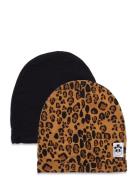 Basic Leopard Beanie 2-Pack Accessories Headwear Hats Beanie Multi/pat...