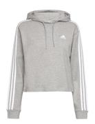 Essentials 3-Stripes French Terry Crop Hoodie Sport Sweat-shirts & Hoo...