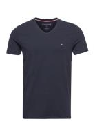 Core Stretch Slim V-Neck Tee Tops T-shirts Short-sleeved Navy Tommy Hi...