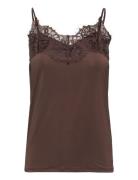 Slcaya Singlet Tops T-shirts & Tops Sleeveless Brown Soaked In Luxury