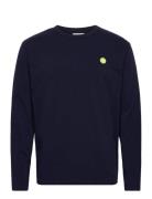 Mel Long Sleeve Tops T-shirts Long-sleeved Navy Double A By Wood Wood