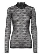 Lace Monogram Turtleneck Tops T-shirts & Tops Long-sleeved Black HAN K...