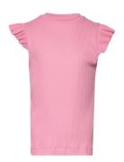 Pktegan Ss Rib Flounce Top Bc Tw Tops T-shirts Sleeveless Pink Little ...