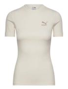 Classics Ribbed Slim Tee Sport T-shirts & Tops Short-sleeved Beige PUM...