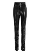 Patent Coated Pants Bottoms Trousers Leather Leggings-Byxor Black ROTA...