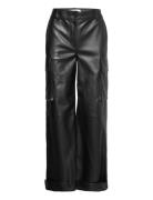 Asha Cargo Pants Bottoms Trousers Leather Leggings-Byxor Black Stand S...