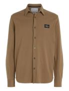 Micro Waffle Textured Shirt Tops Shirts Casual Brown Calvin Klein Jean...