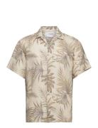 Slhrelax-Noa-Aop Shirt Ss Resort B Tops Shirts Short-sleeved Beige Sel...