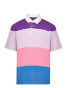 Retro Block Stripe Ss Rugger Tops Polos Short-sleeved Purple GANT