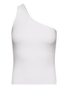 Cecilie Ribbed -Shoulder Top Tops T-shirts & Tops Sleeveless White Mal...