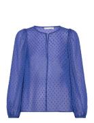Ibiiw Long Sleeve Blouse Tops Blouses Long-sleeved Blue InWear