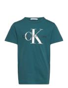 Ck Monogram Ss T-Shirt Tops T-shirts Short-sleeved Green Calvin Klein