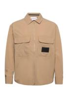 Premium Essentials Zip Overshirt Tops Overshirts Beige Calvin Klein Je...