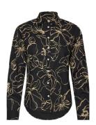 Reg Line Drawing Cot Voile Shirt Tops Shirts Long-sleeved Black GANT