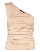 Ruched Shoulder Top Tops T-shirts & Tops Sleeveless Beige Gina Tricot