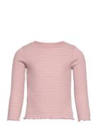 Long-Sleeved Knitted T-Shirt Tops T-shirts Long-sleeved T-shirts Pink ...