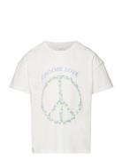 Peace Tops T-shirts Short-sleeved White Mango