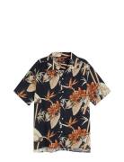 Elio Tropical Print Reg Shirt Designers Shirts Short-sleeved Navy J. L...