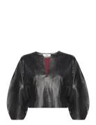 Ellison - Polished Leather Tops Blouses Long-sleeved Black Day Birger ...