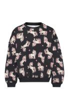 Lindex Sweatshirt Aop Unicorn Svart