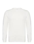 Long-Sleeved Pique Cotton T-Shirt Tops T-shirts Long-sleeved White Man...
