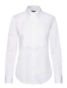 Pintucked Cotton Broadcloth Shirt Tops Shirts Long-sleeved White Laure...
