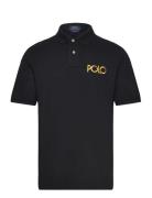 Classic Fit Logo Mesh Polo Shirt Tops Polos Short-sleeved Black Polo R...