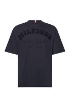 Monotype High Arch Tee Tops T-shirts Short-sleeved Navy Tommy Hilfiger