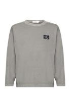 Mineral Dye Badge Ls T-Shirt Tops T-shirts Long-sleeved T-shirts Grey ...
