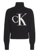 Blown Up Ck Loose Sweater Tops Knitwear Turtleneck Black Calvin Klein ...