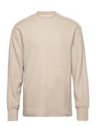 Woven Tab Waffle Ls Tops T-shirts Long-sleeved Cream Calvin Klein Jean...