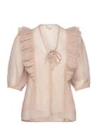 Dante6 Verushka Crinkle Jaquard Top Beige