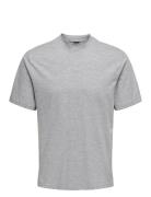 Onsotis Reg Mock Neck Tee Vd Tops T-shirts Short-sleeved Grey ONLY & S...