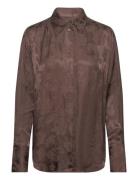 Relaxed Lace Jacquard Shirt Tops Shirts Long-sleeved Brown GANT