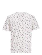 Jjsunshade Aop Tee Ss Crew Neck Tops T-shirts Short-sleeved White Jack...